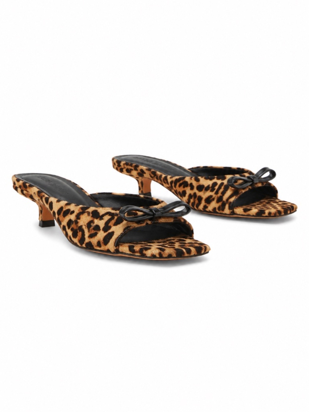 Steve Madden Meme Leopard Bow Kitten Heel Slide Sandals NWT
